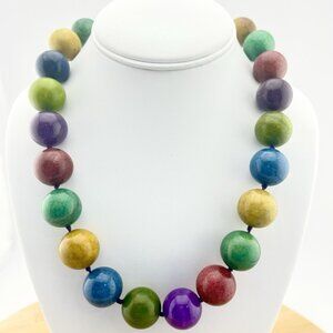 Iris and Lily London Multicolor Agate Beaded Necklace Chunky Heavy 260g